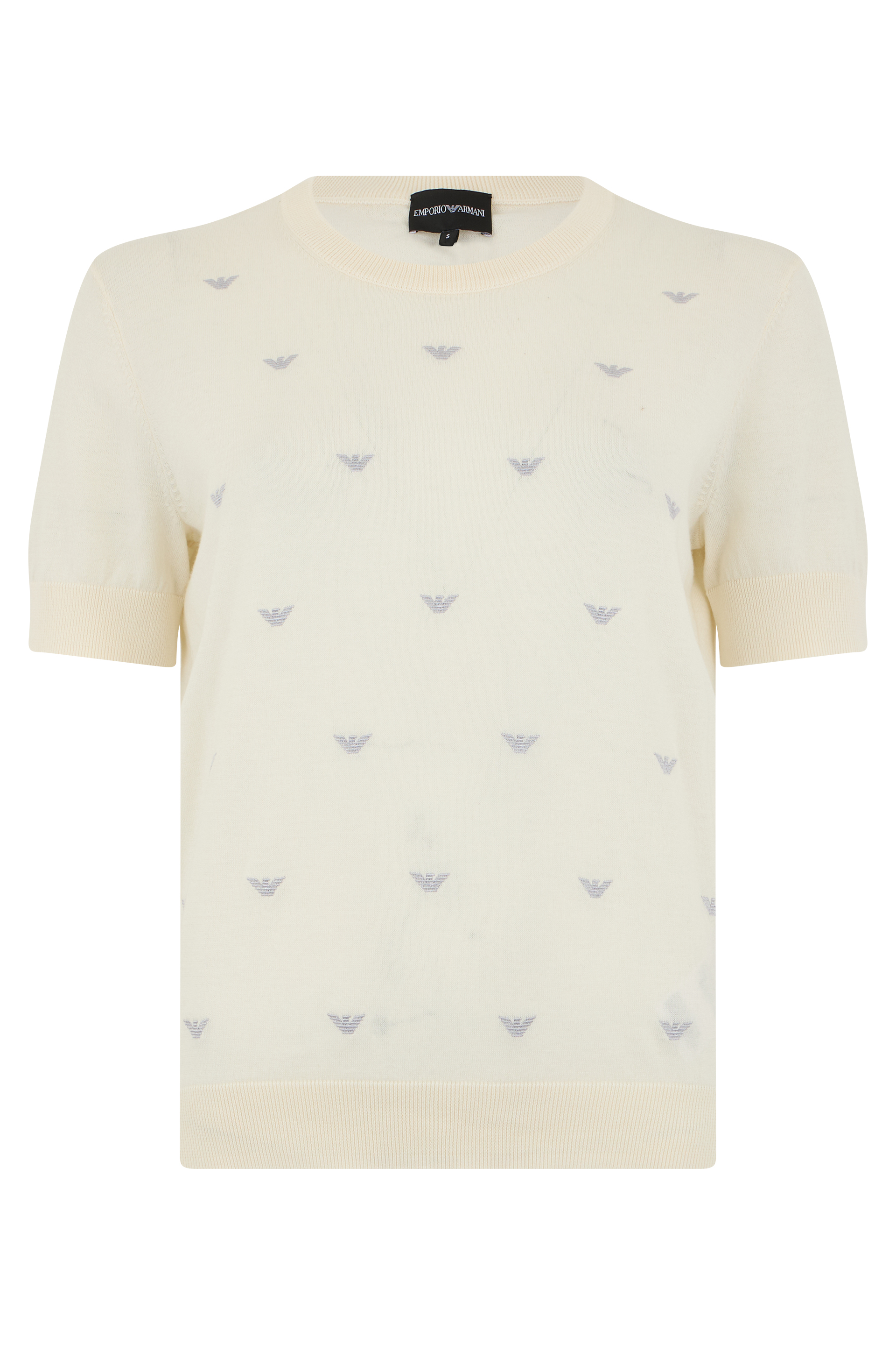Short sleeve sweater with eagle embroidery