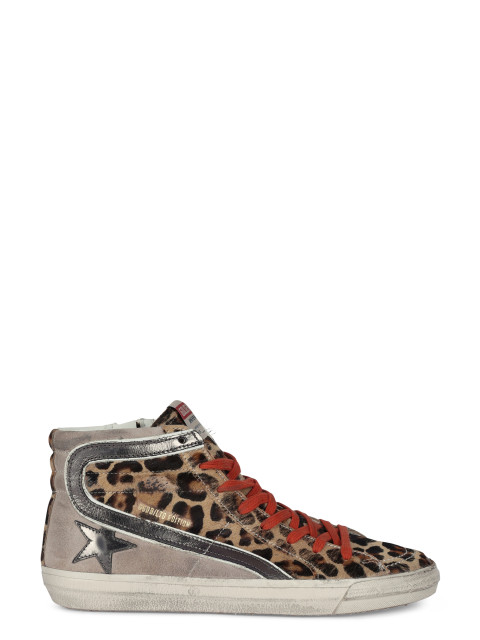 Sneakers Slide LTD in pony and laminated leather