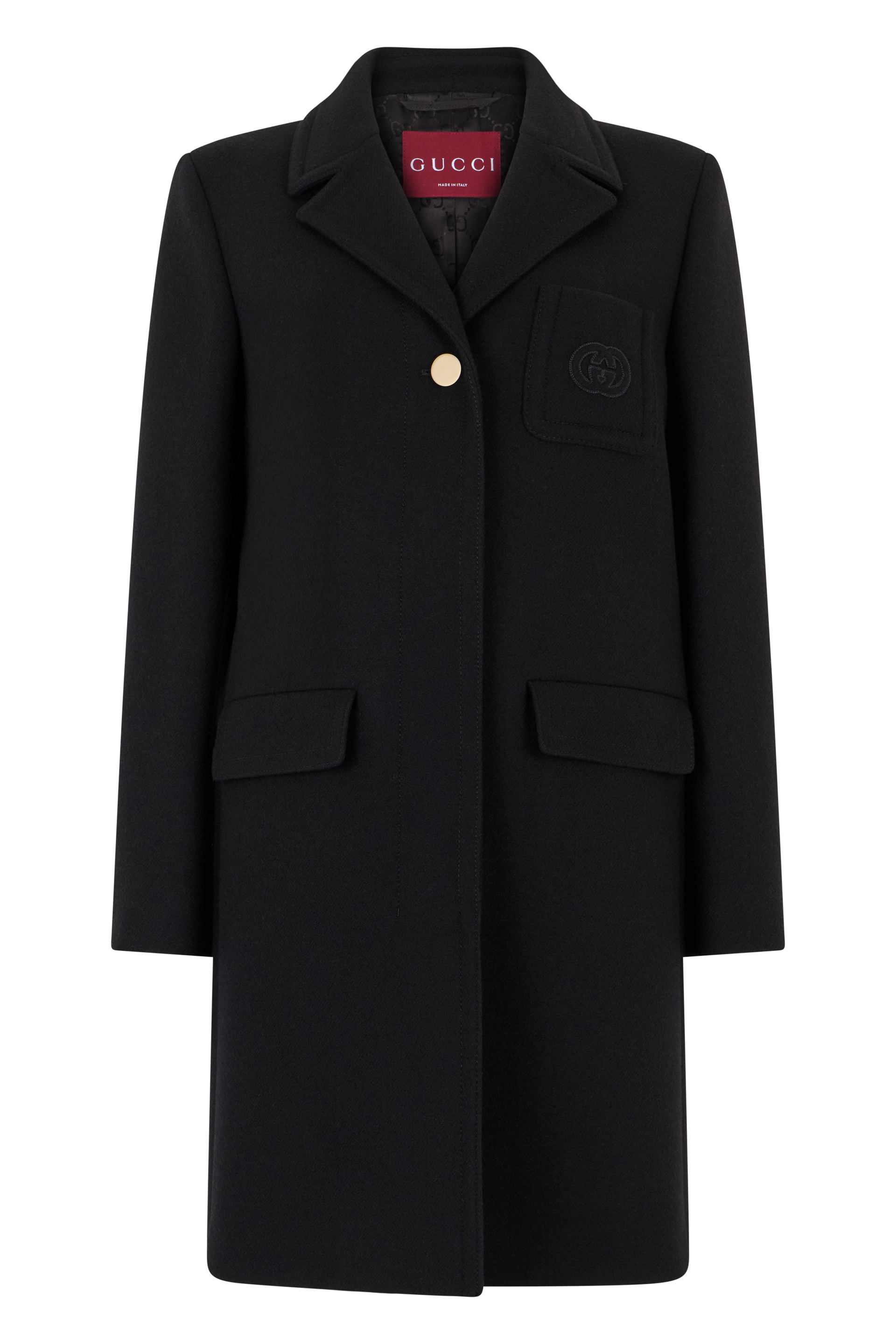 Wool batavia coat with patch