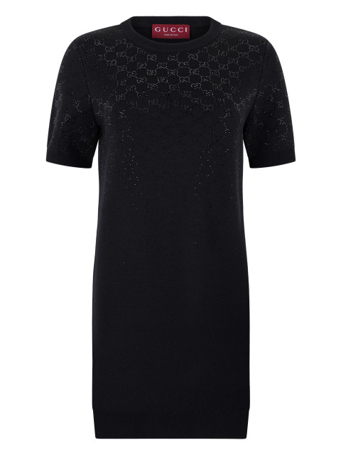 Dress in fine wool with GG crystals
