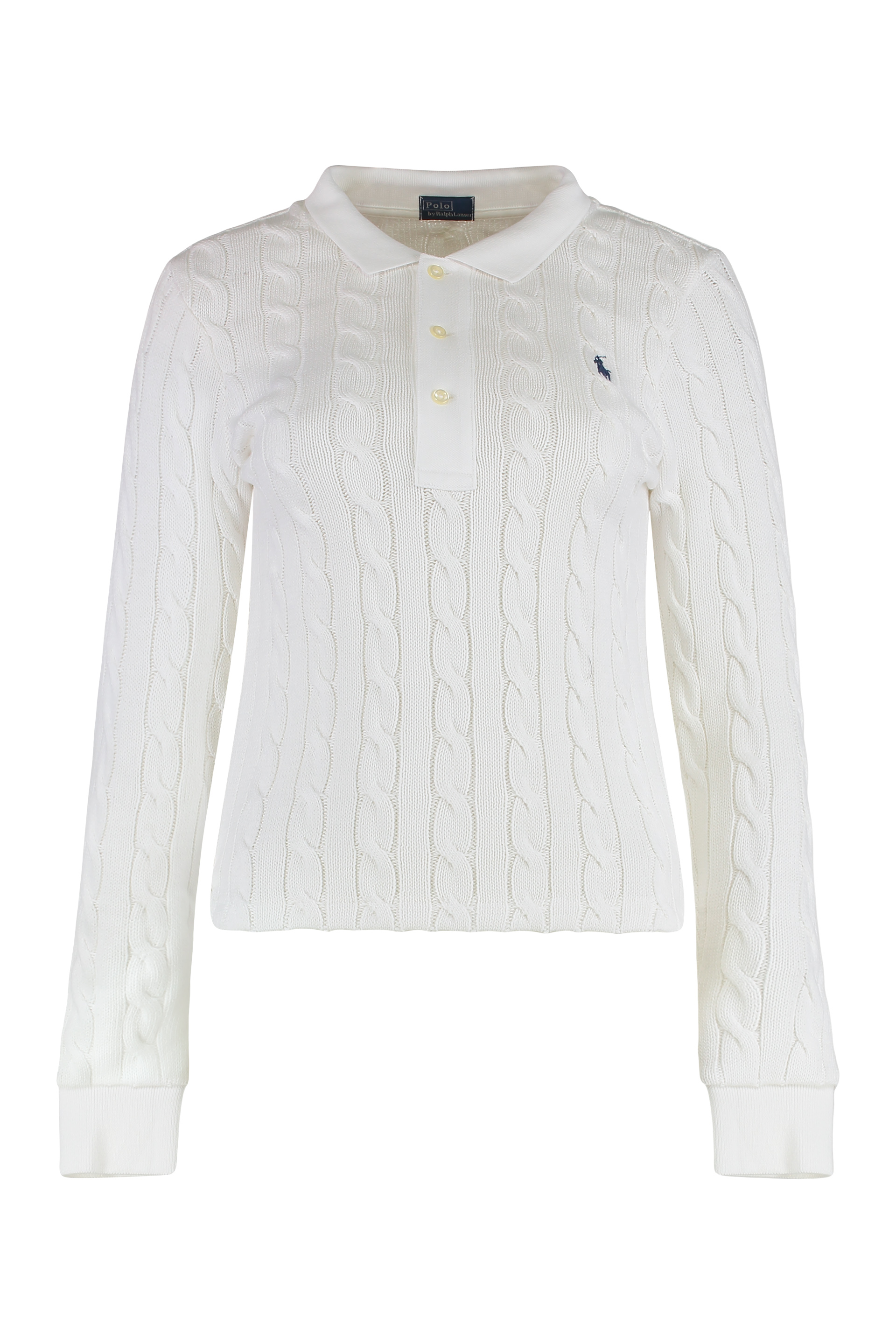 Cable knit polo