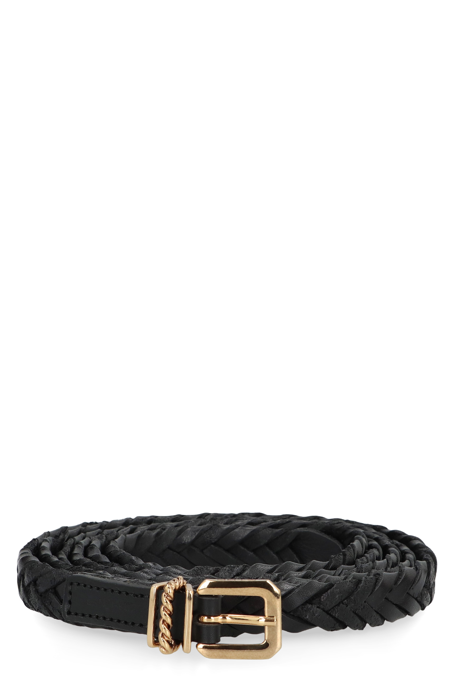 Woven leather belt