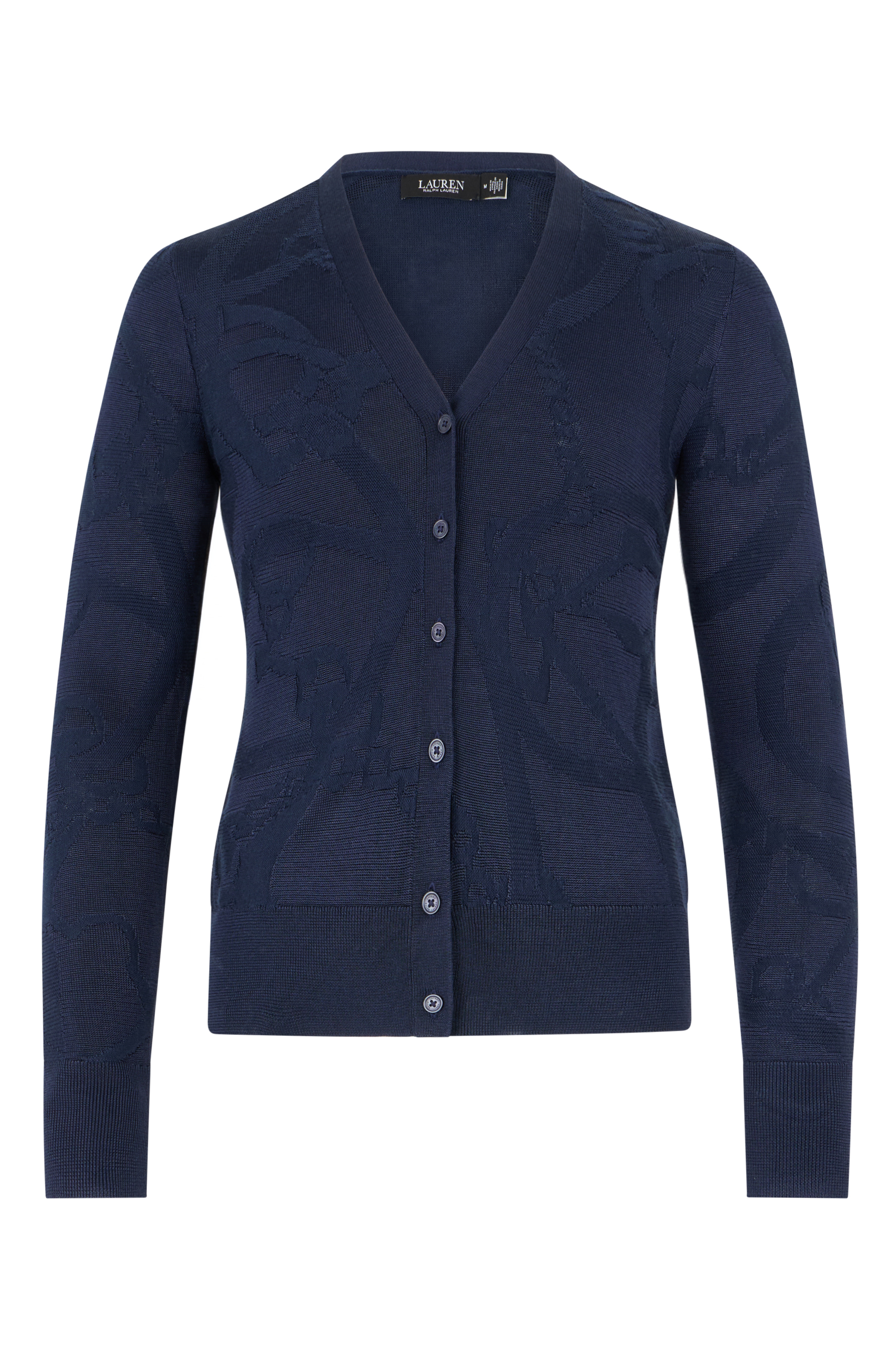 Cardigan With V-neck and Jacquard Pattern