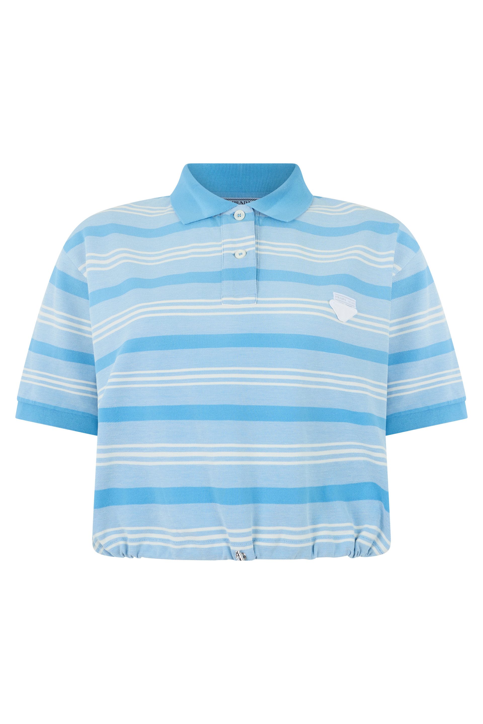 Cropped Short-Sleeve Polo with Drawstring