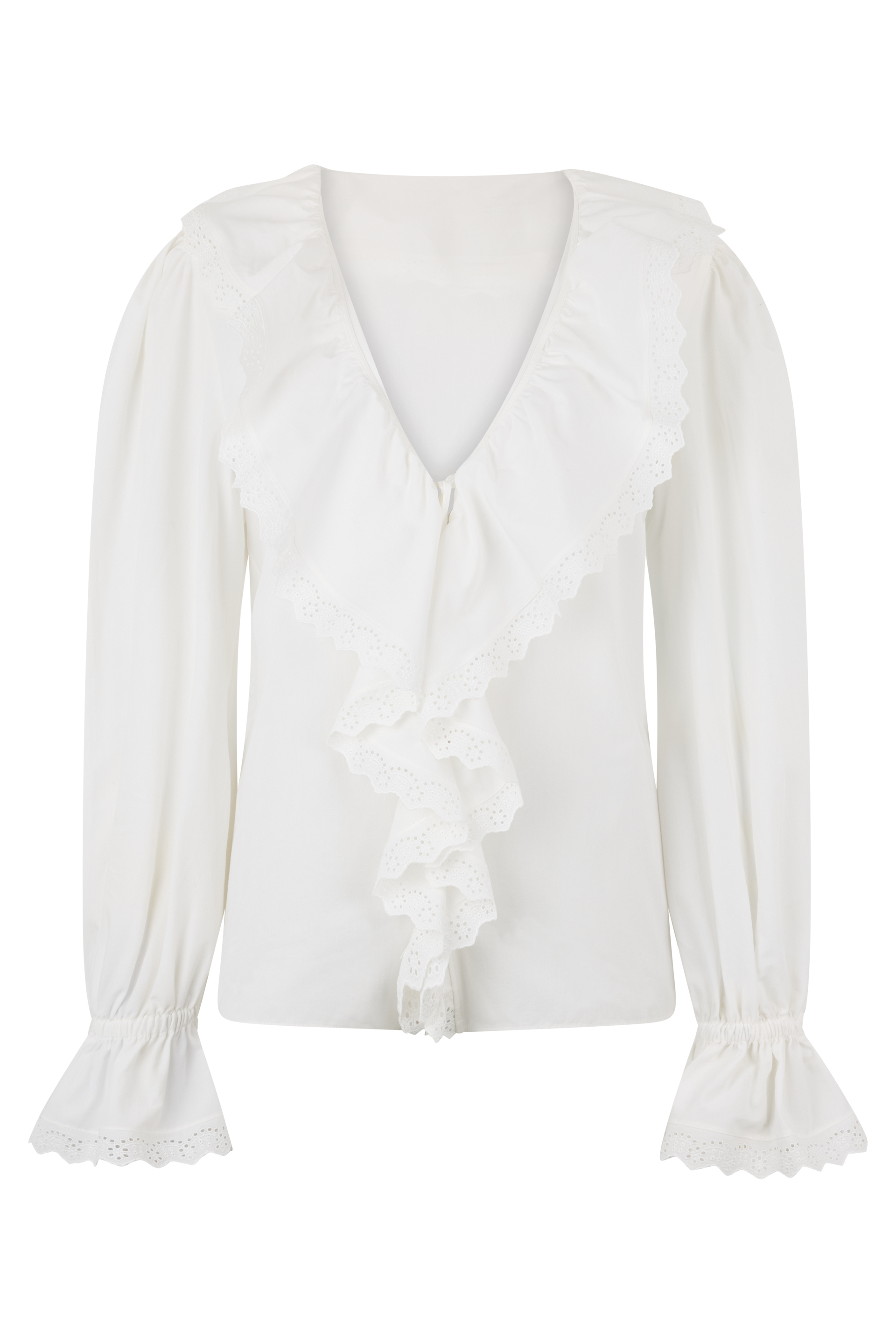 Blouse with V-neck in cotton poplin