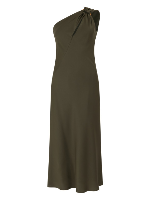 One-shoulder midi dress in a blend of acetate and polyester