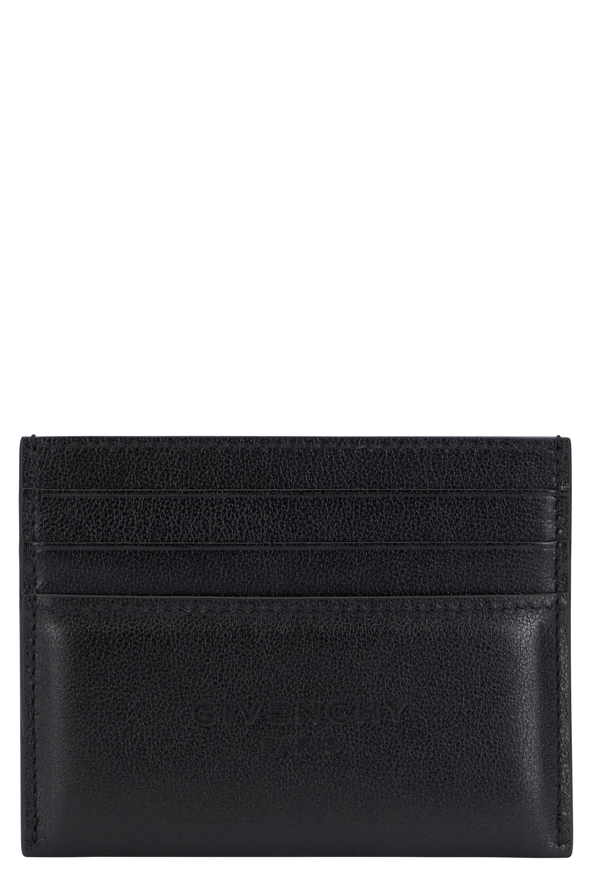 Card holder in leather with logo
