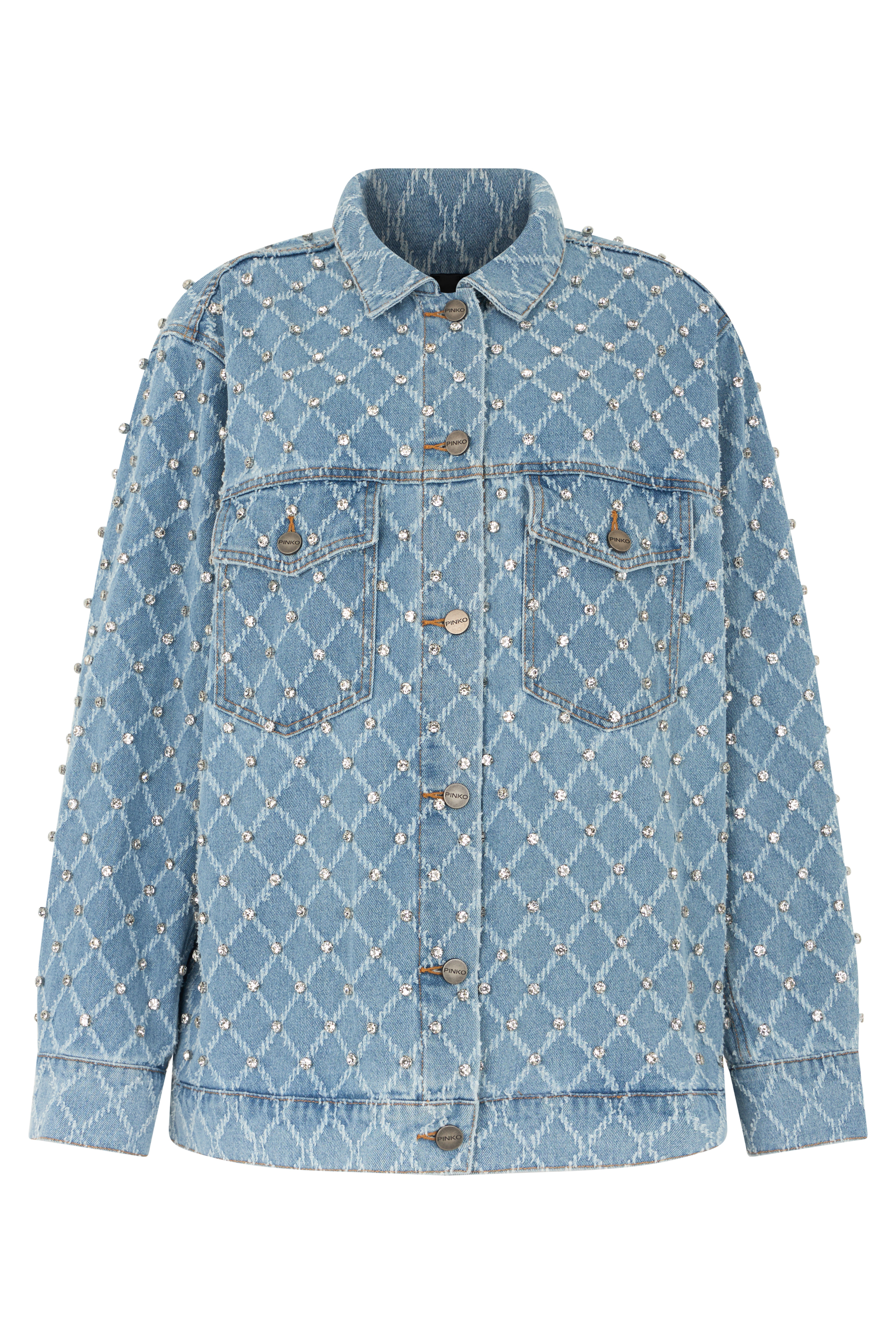 Denim jacket made of cotton with rhinestones