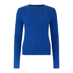 Crew neck cotton sweater with braids