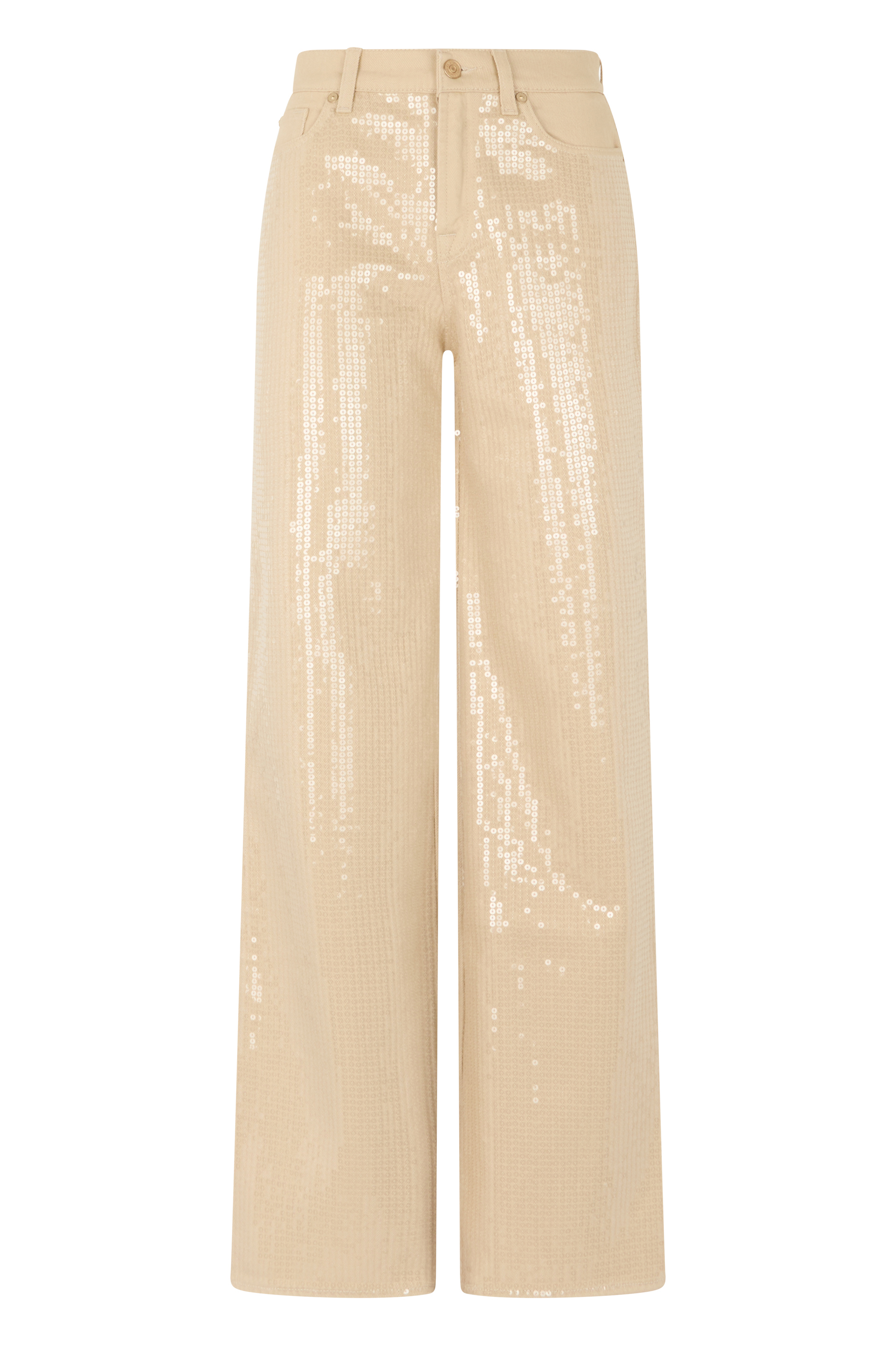 Cotton wide trousers with sequins