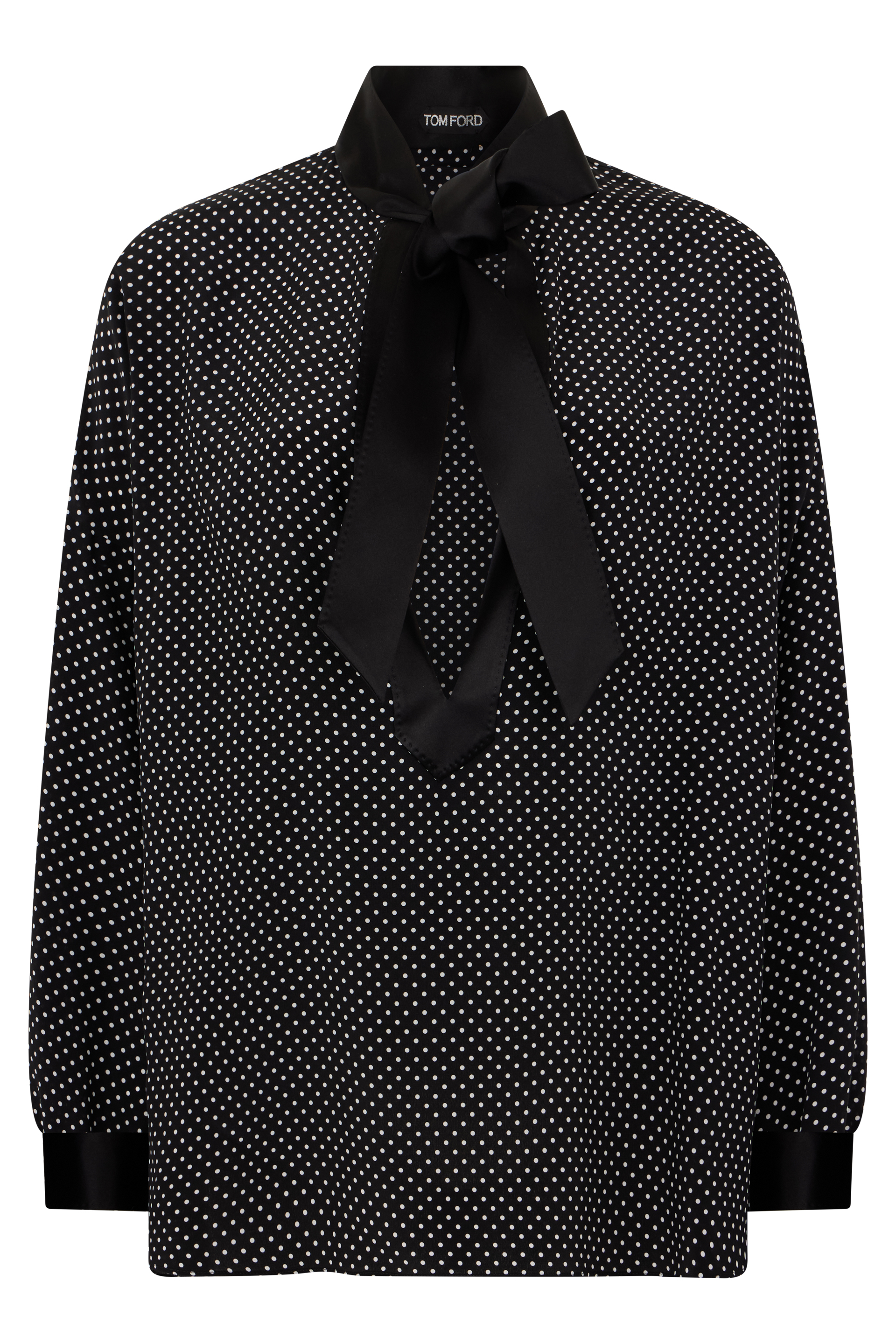 Blouse in crêpe de chine silk with polka dots