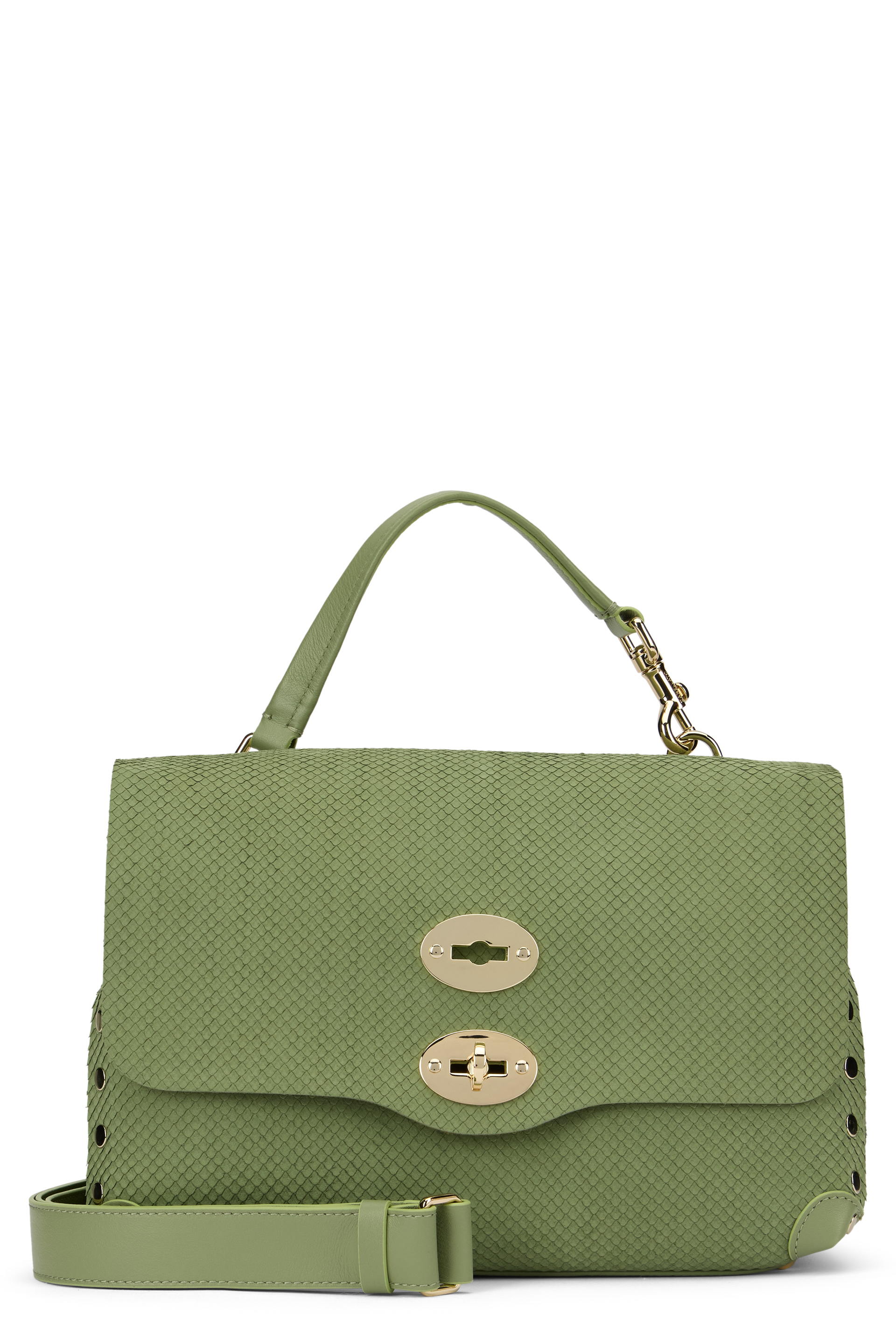 Postina bag small in green amoretto leather