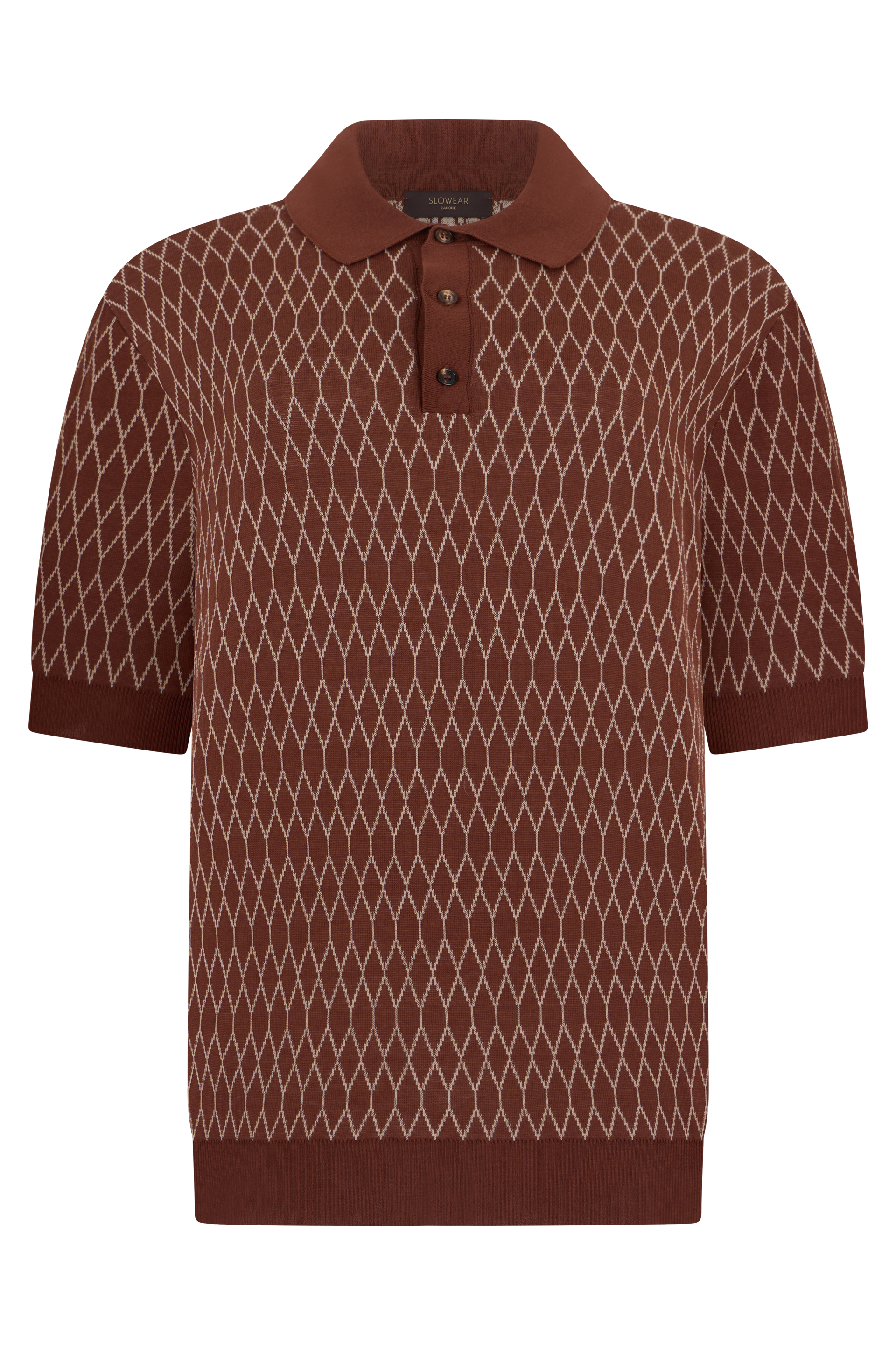Brown cotton polo with short sleeves