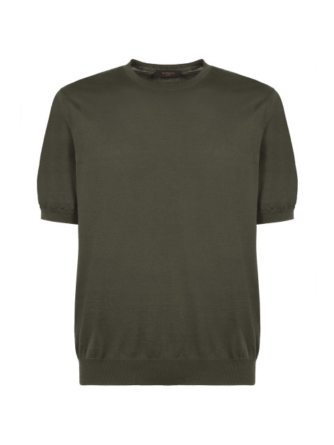 Crew neck sweater in cotton and silk