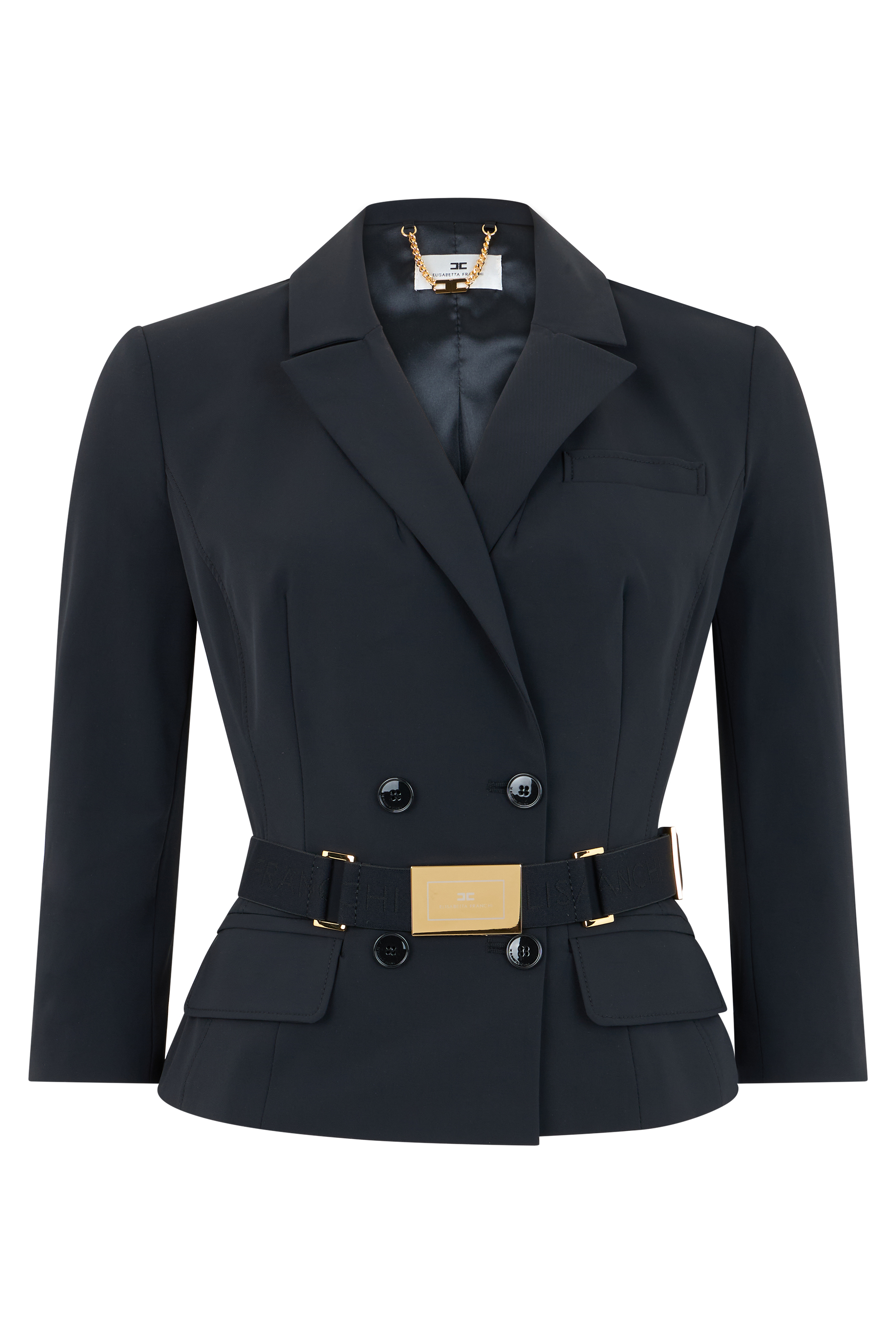 Stretch Fabric Jacket with Belt