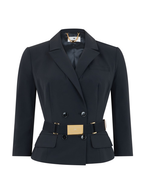 Stretch Fabric Jacket with Belt