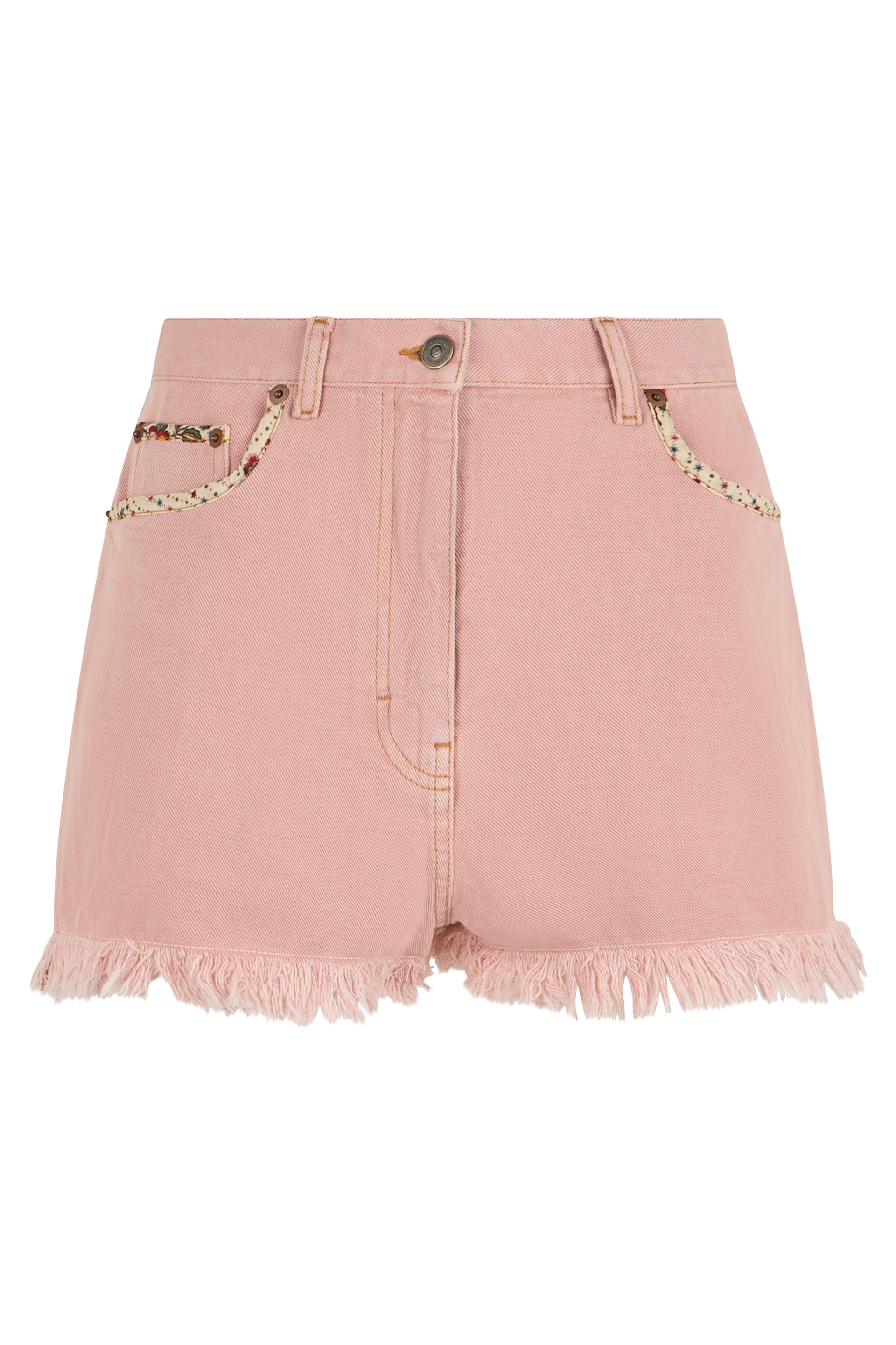 Denim shorts with fringes