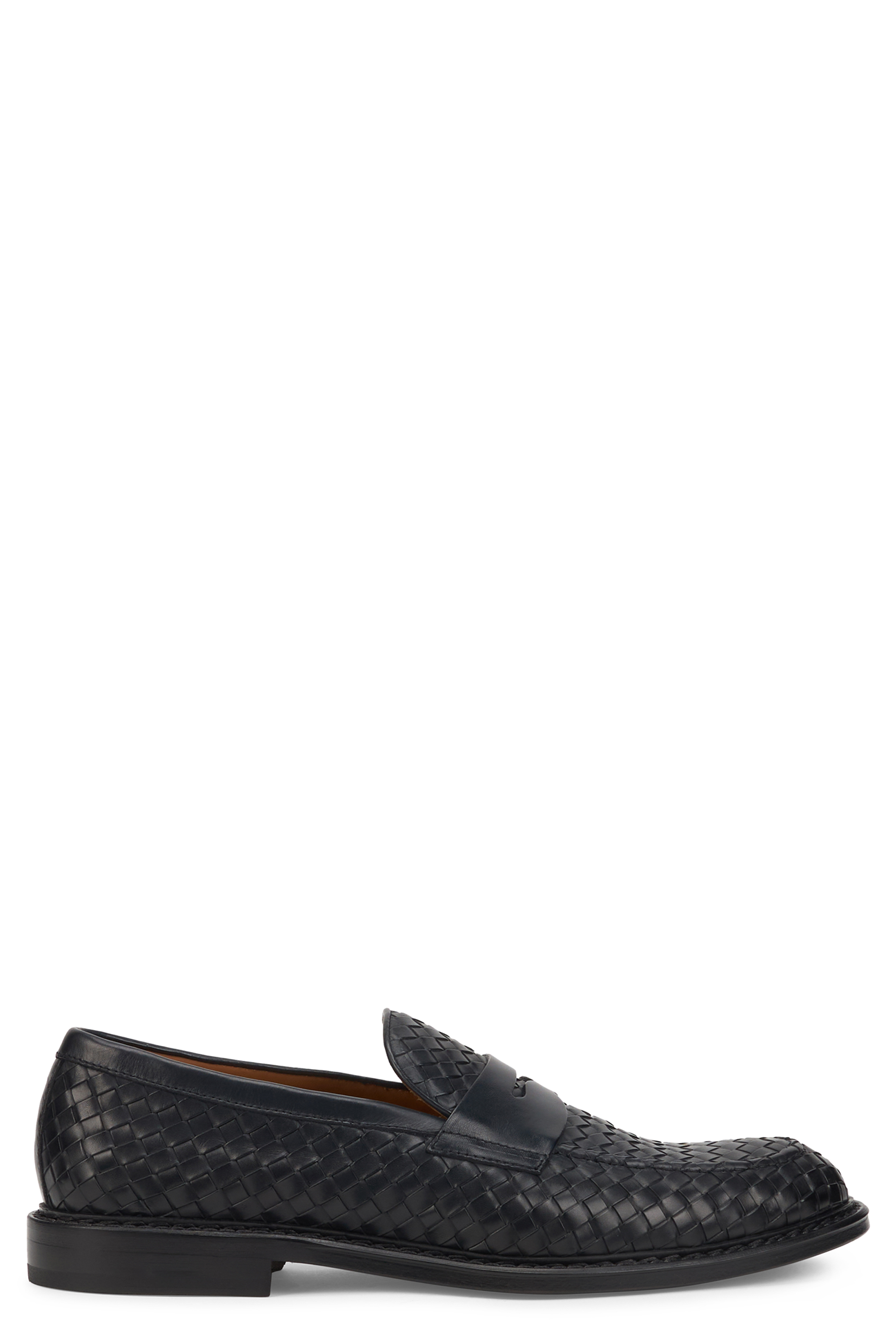 Woven leather moccasin