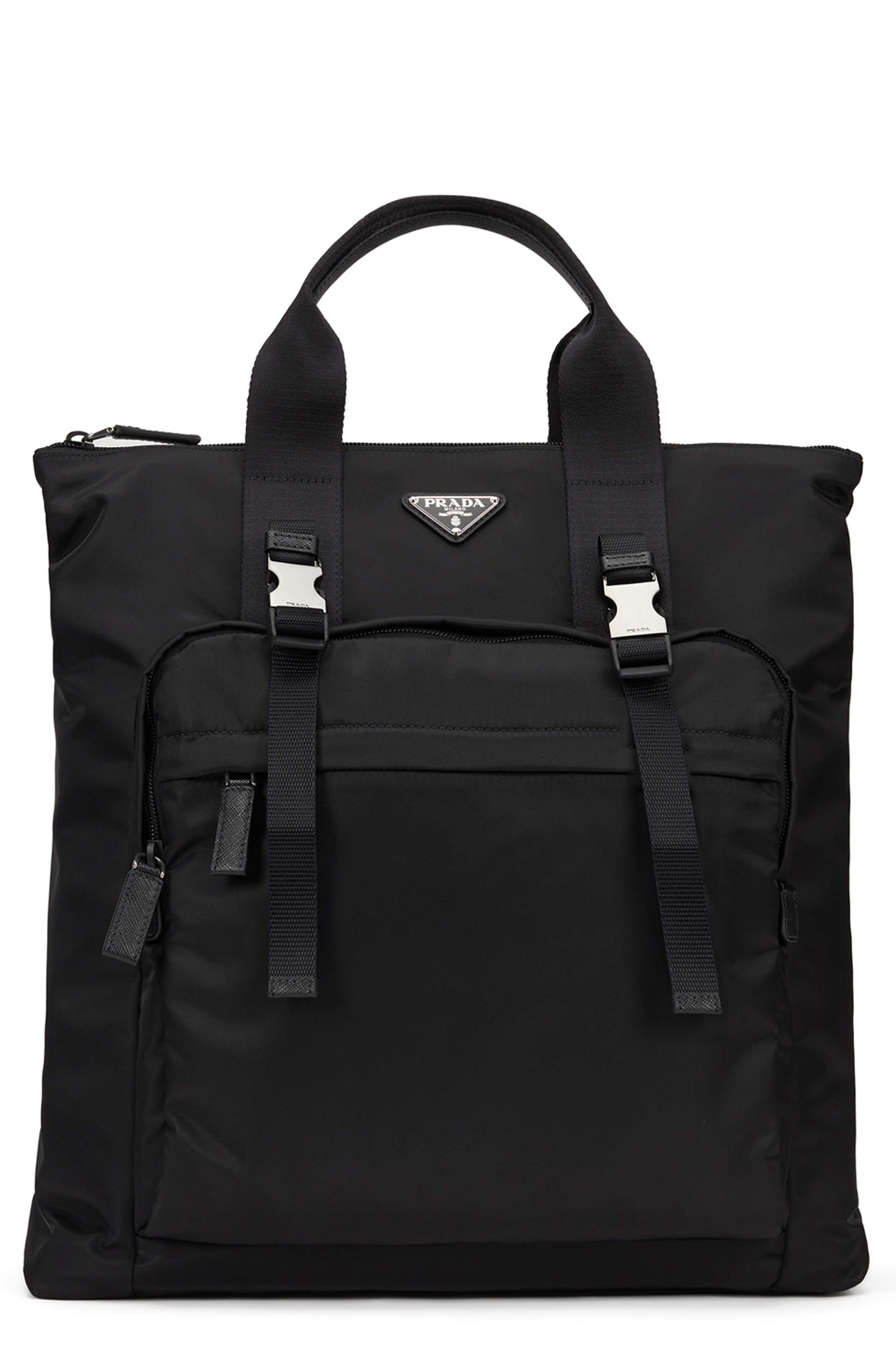 Tote bag in re-nylon and Saffiano leather