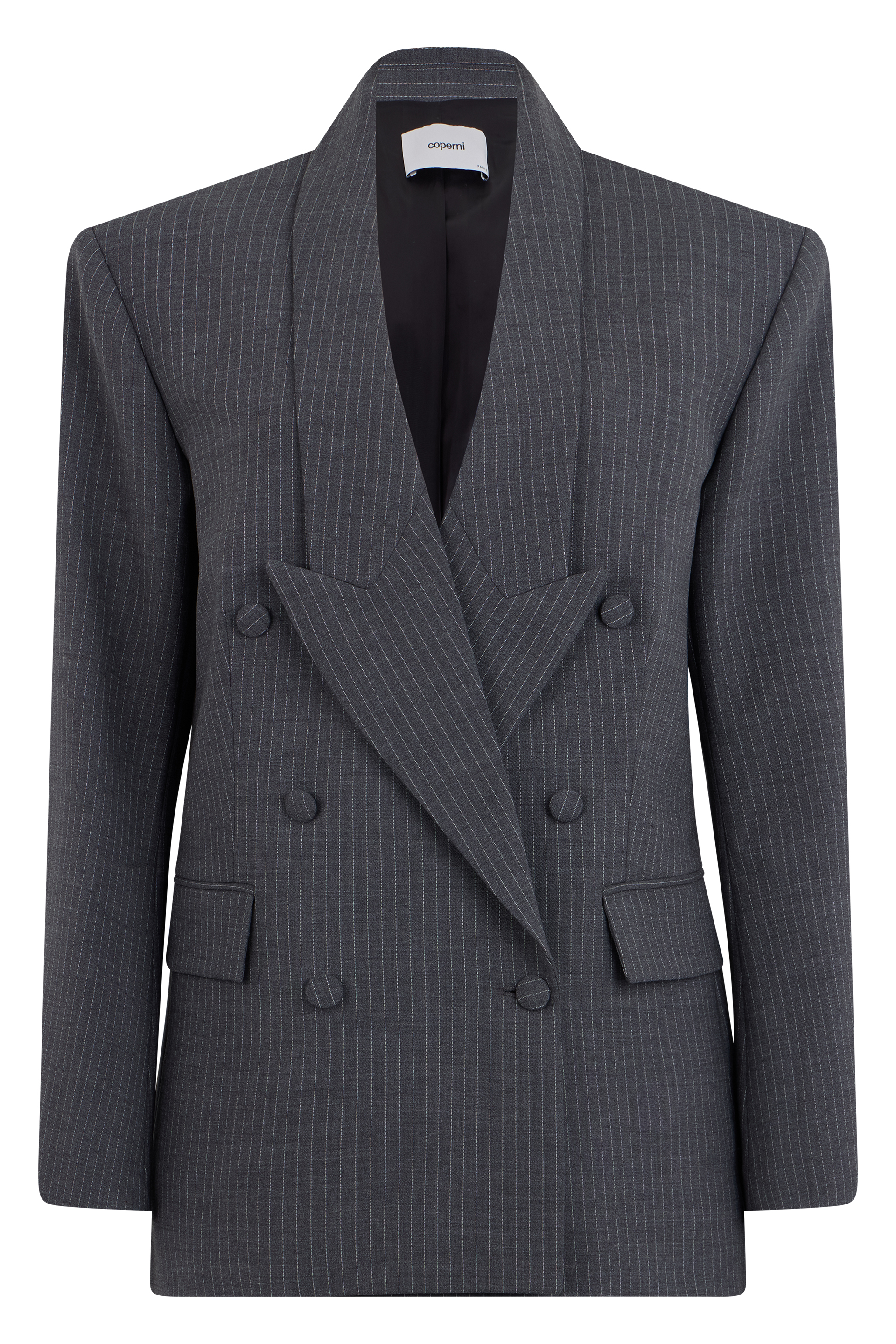Pinstriped double-breasted blazer