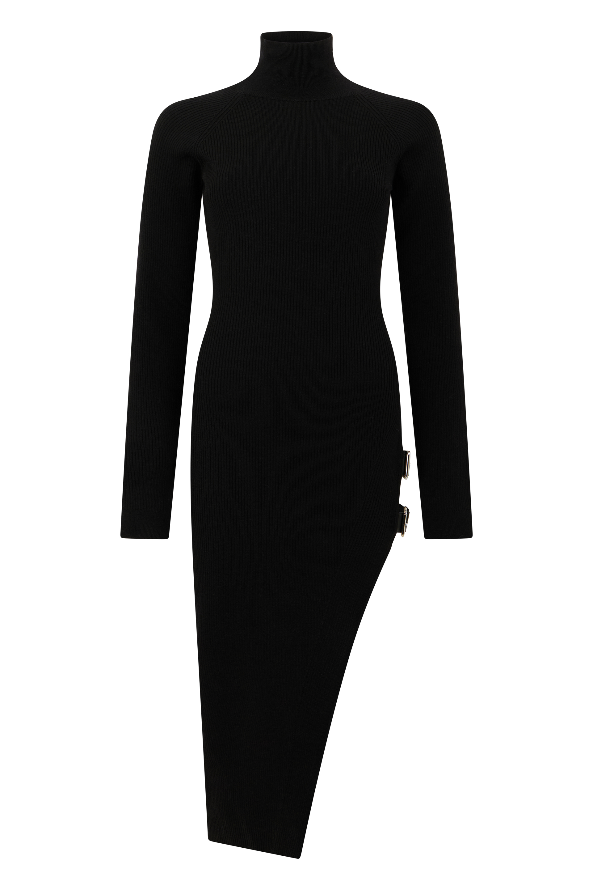 Midi dress in knit with buckles