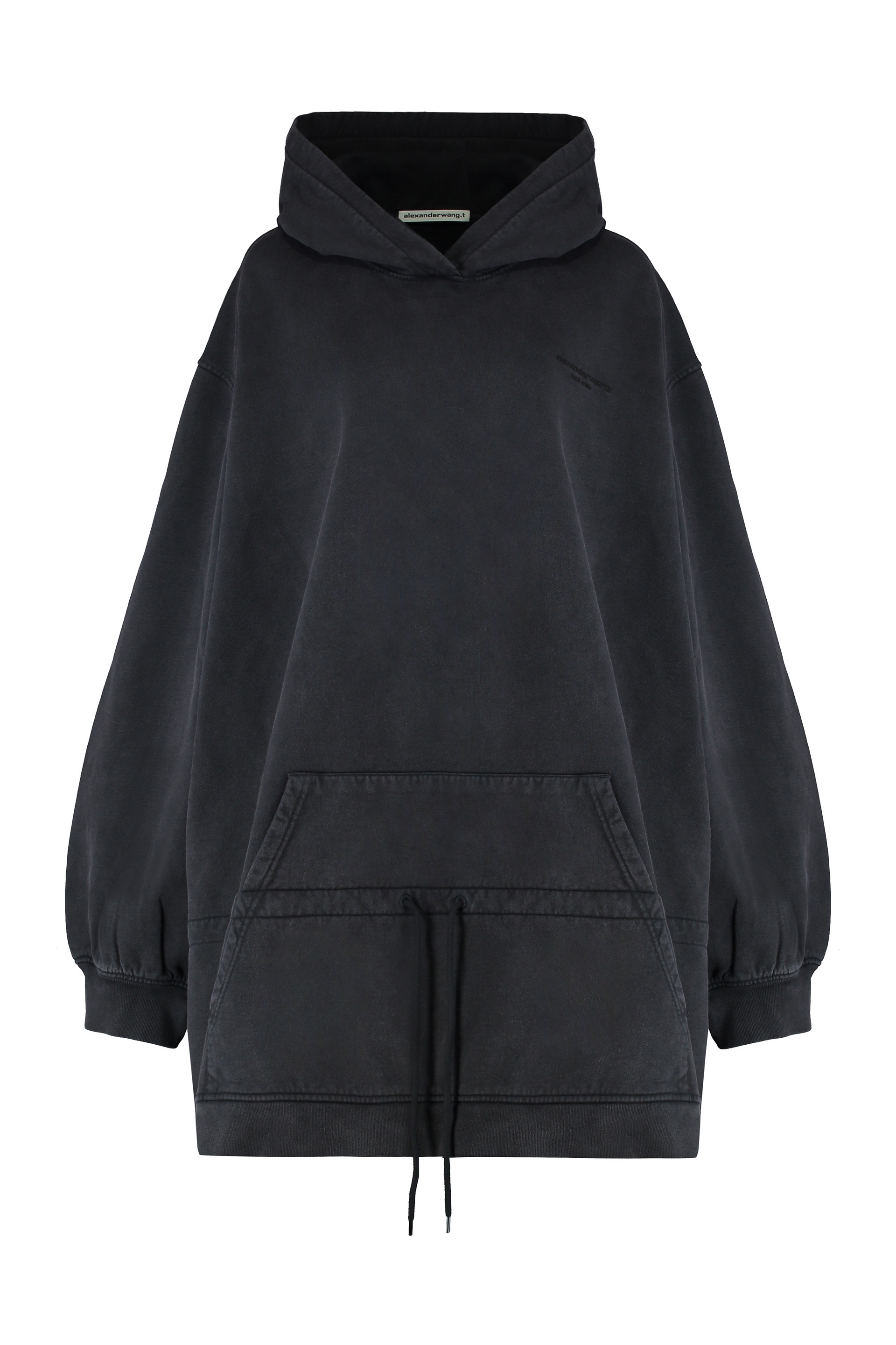 Hooded dress with a low waist
