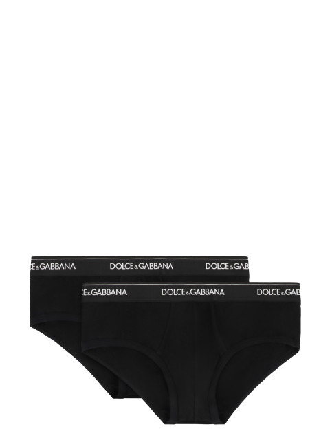 Set of two cotton briefs with logoed elastic band