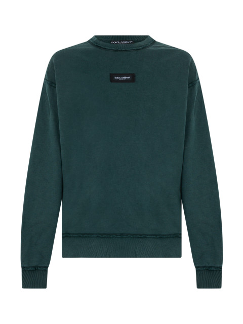 Cotton sweatshirt vintage effect and logo