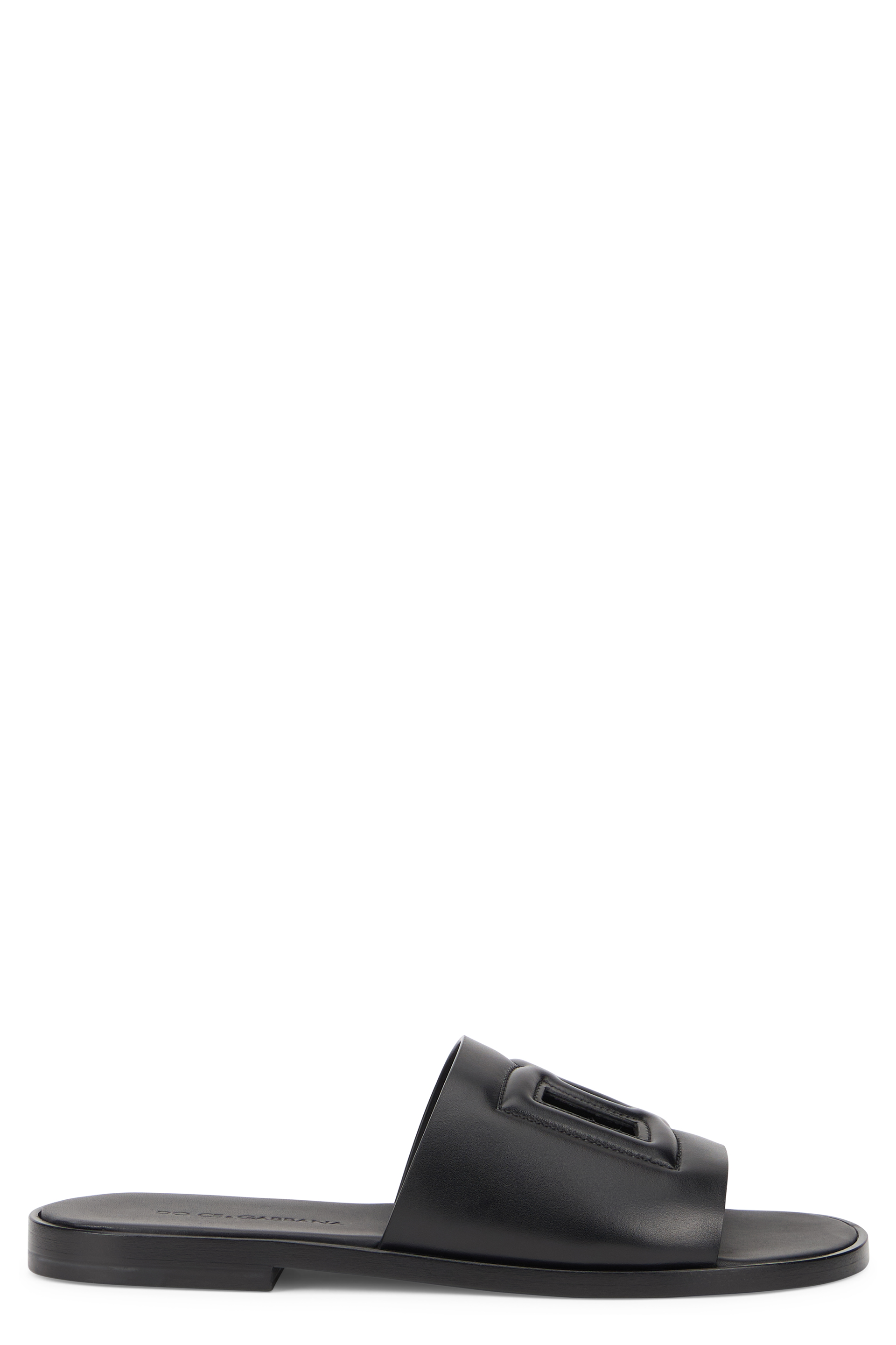 Leather slippers with logo
