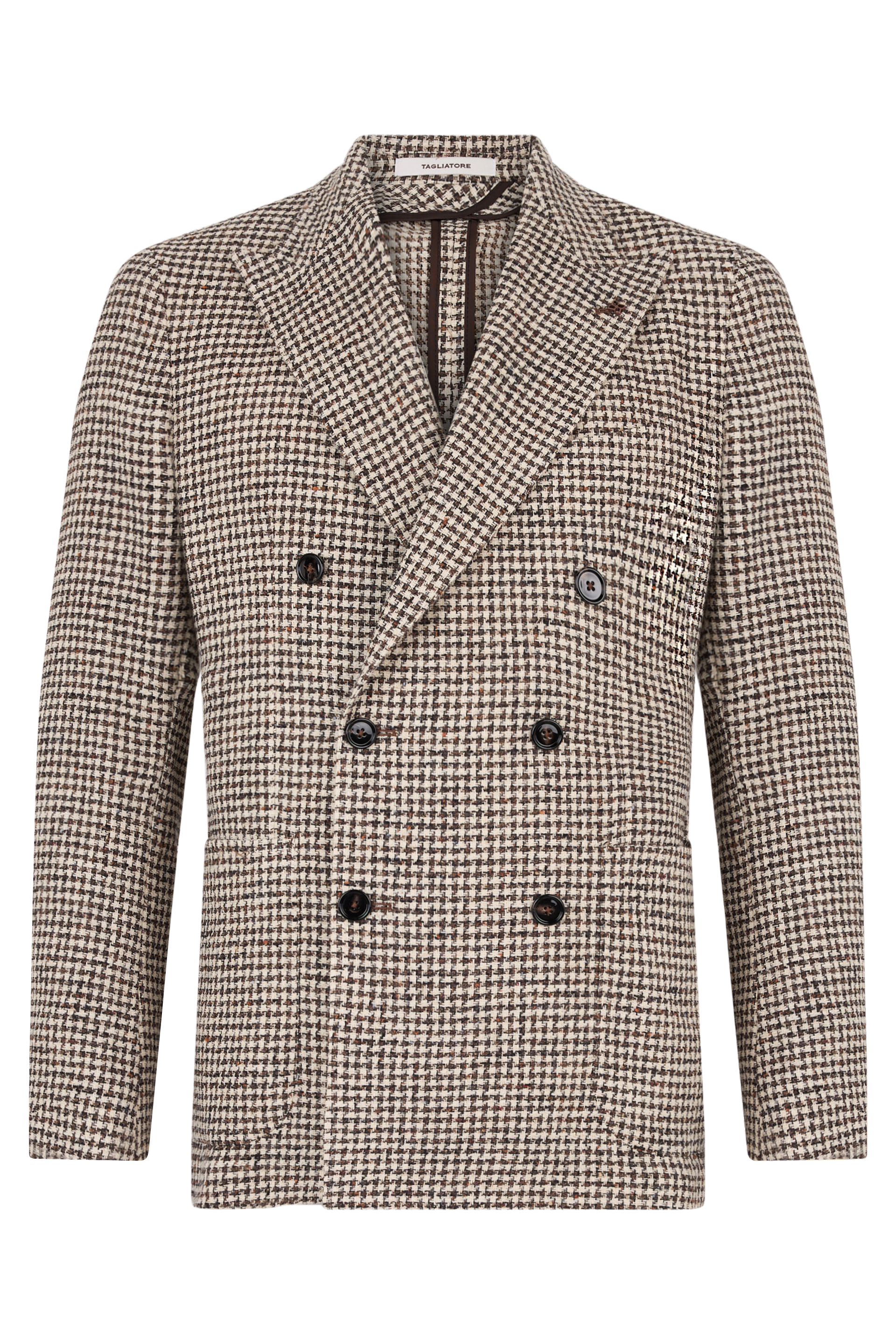 Double-breasted jacket in worked fabric