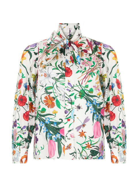 Silk twill shirt with floral print