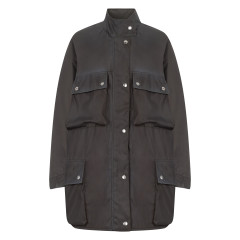 Oversized jacket with applied pockets