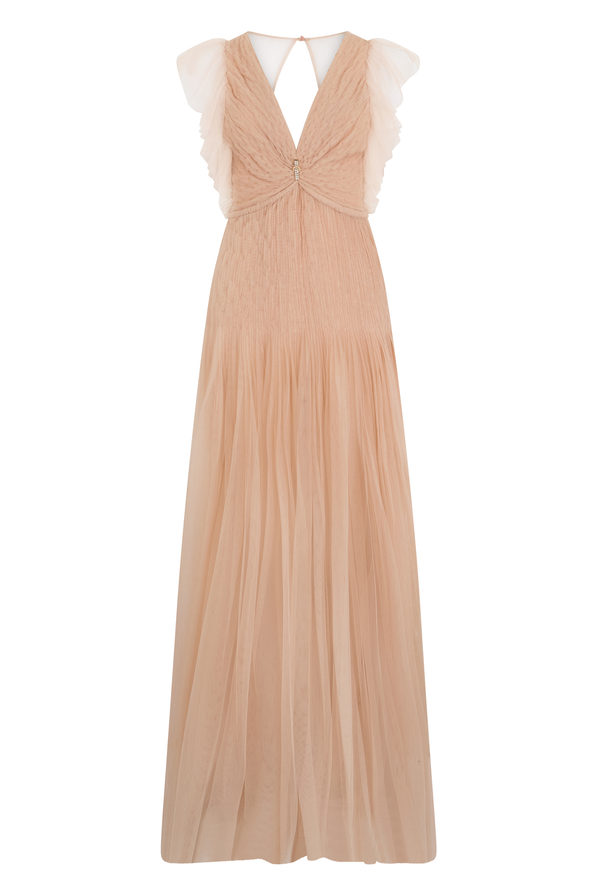 Long dress with V-neck