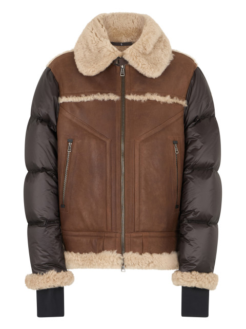 Down jacket in nappa and shearling