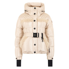 Padded ski jacket Mondim with hood and shearling detail