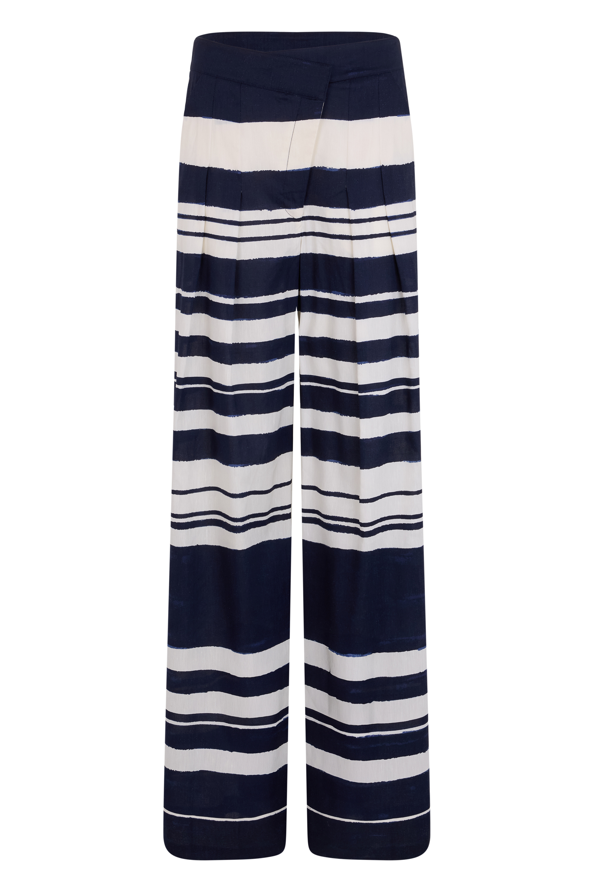 Printed wide-leg pants in linen blend