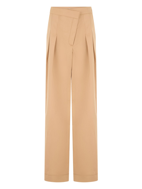 Pleated straight trousers in cotton