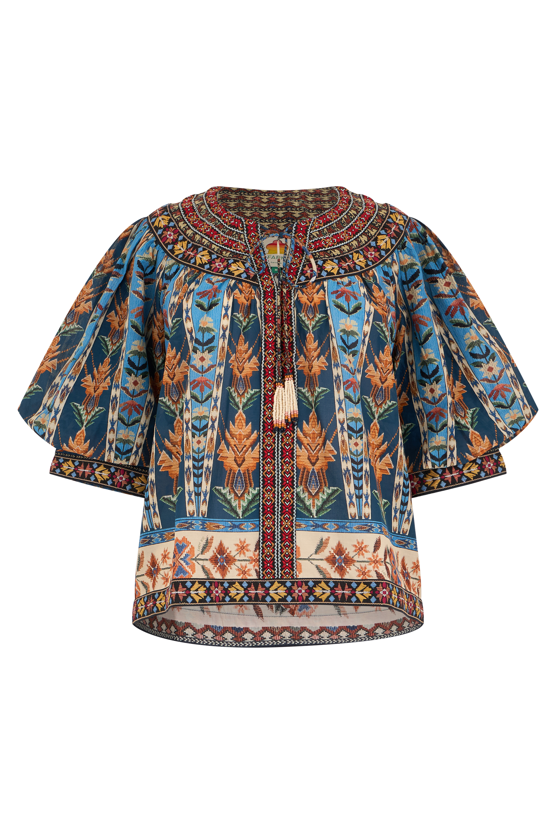 Multicolored blouse with short sleeves