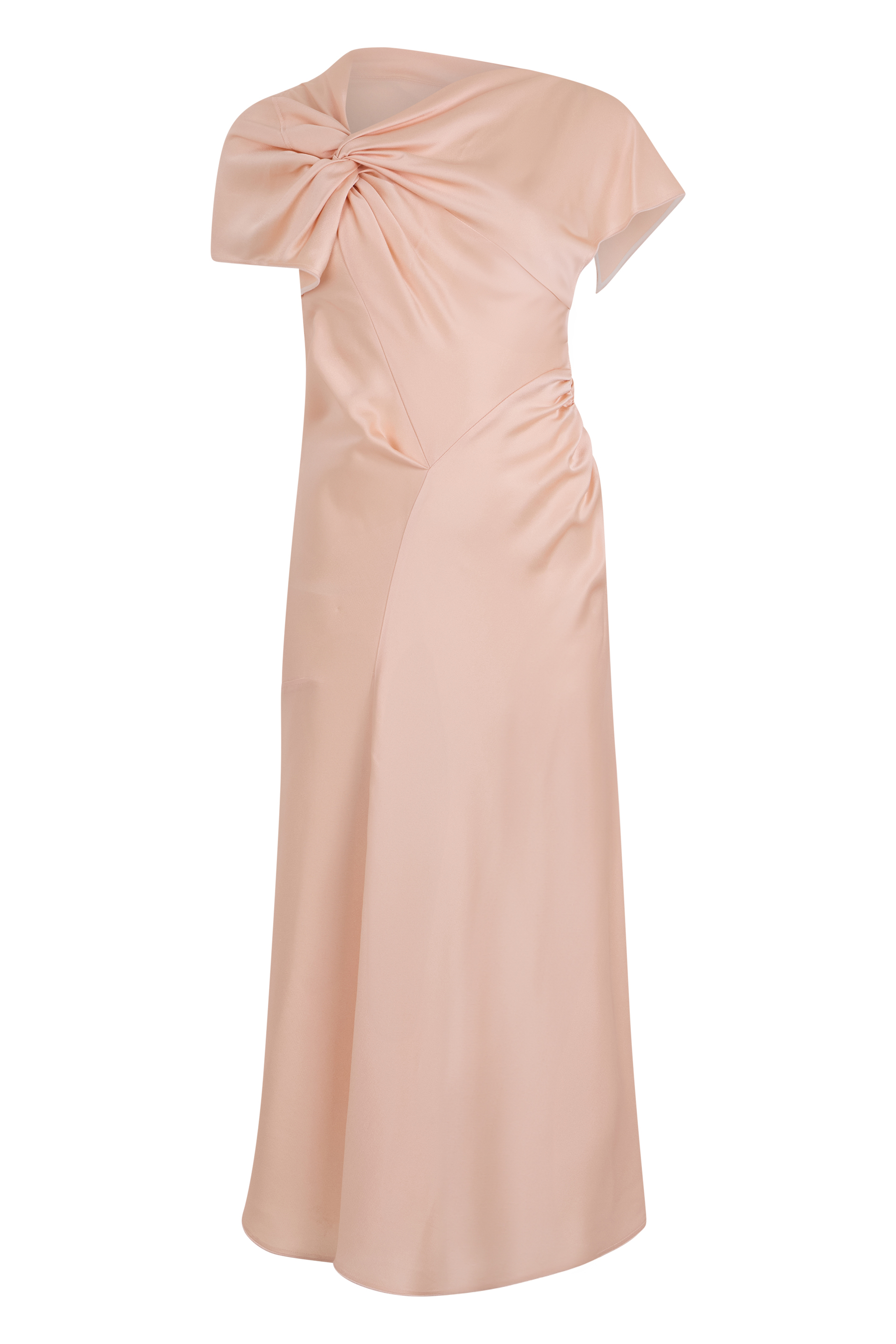 Dress with knot and asymmetric neckline