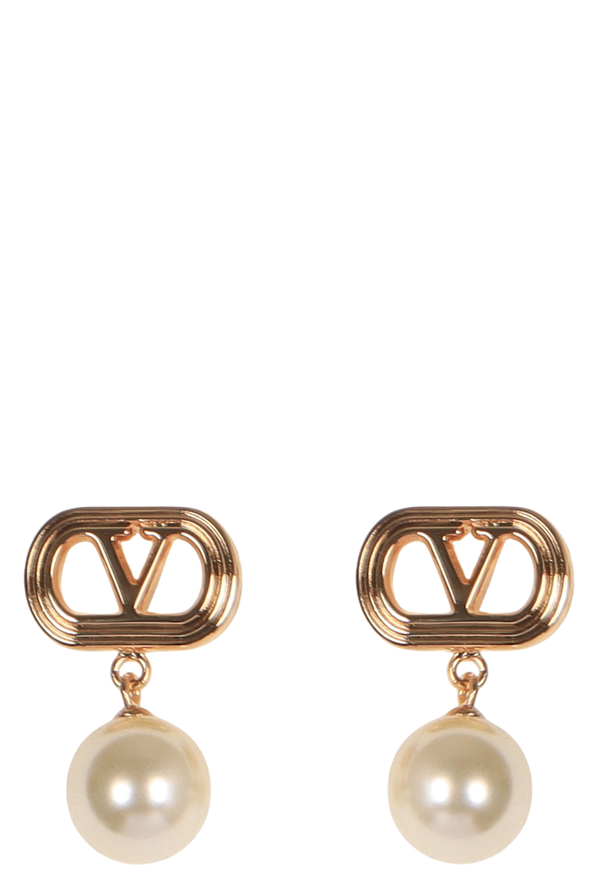Oval-shaped earrings in metal and Swarovski pearls