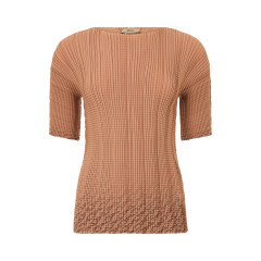 Fitted short-sleeve top with texture