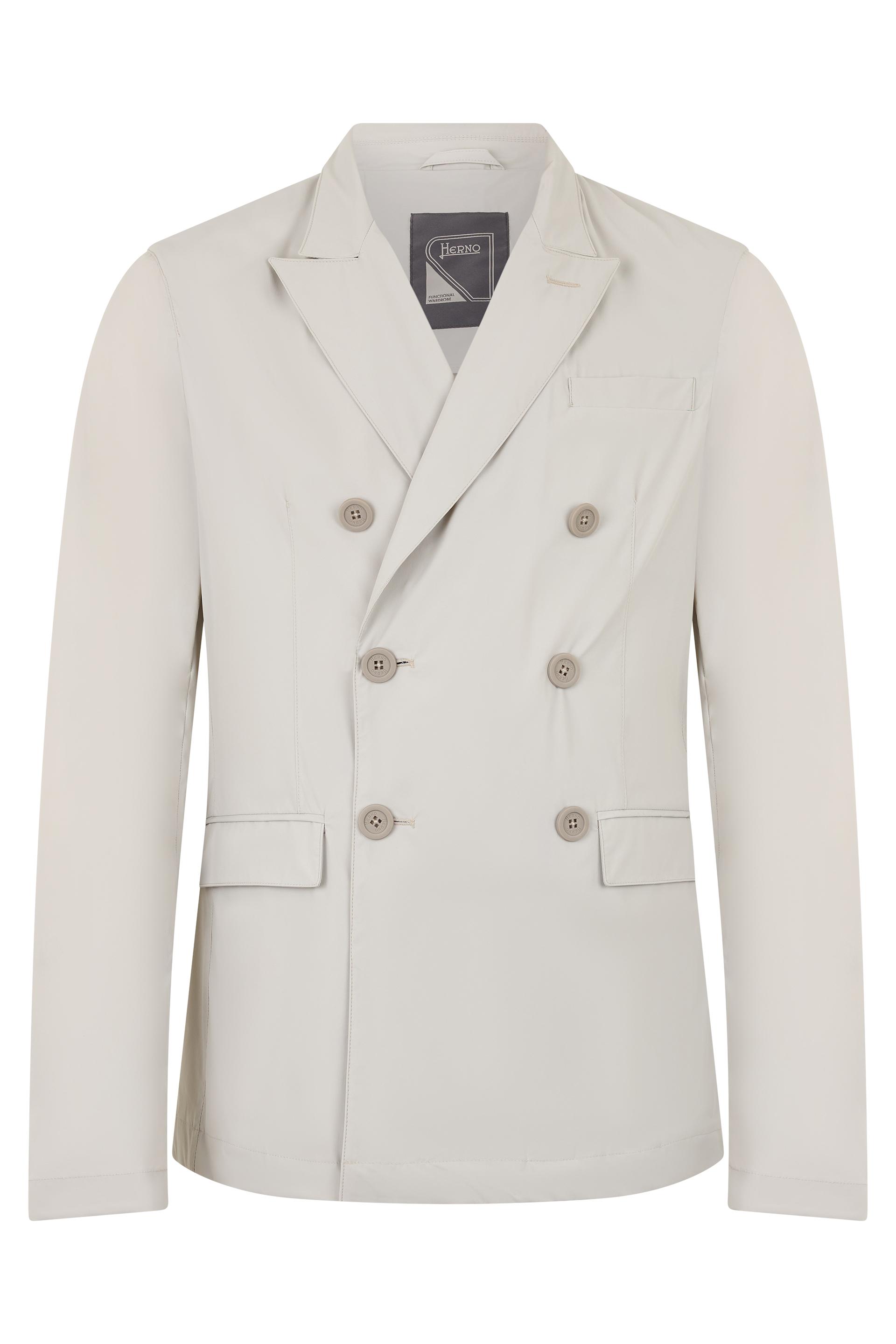 Double-breasted jacket in technical fabric