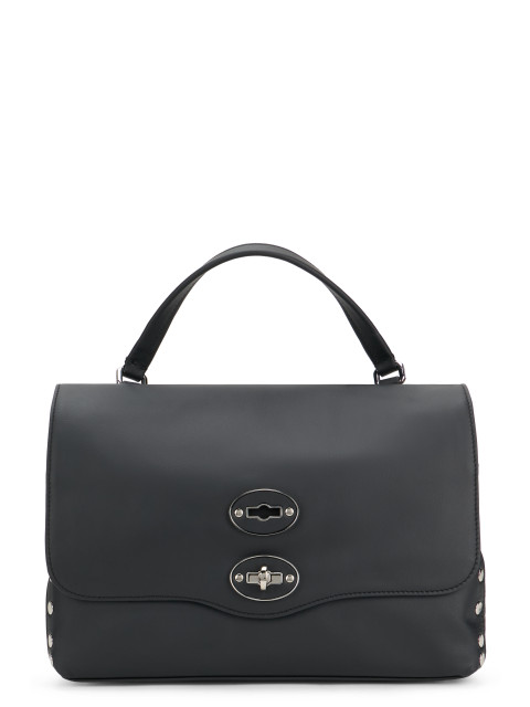 Postina bag small in smooth leather in black color