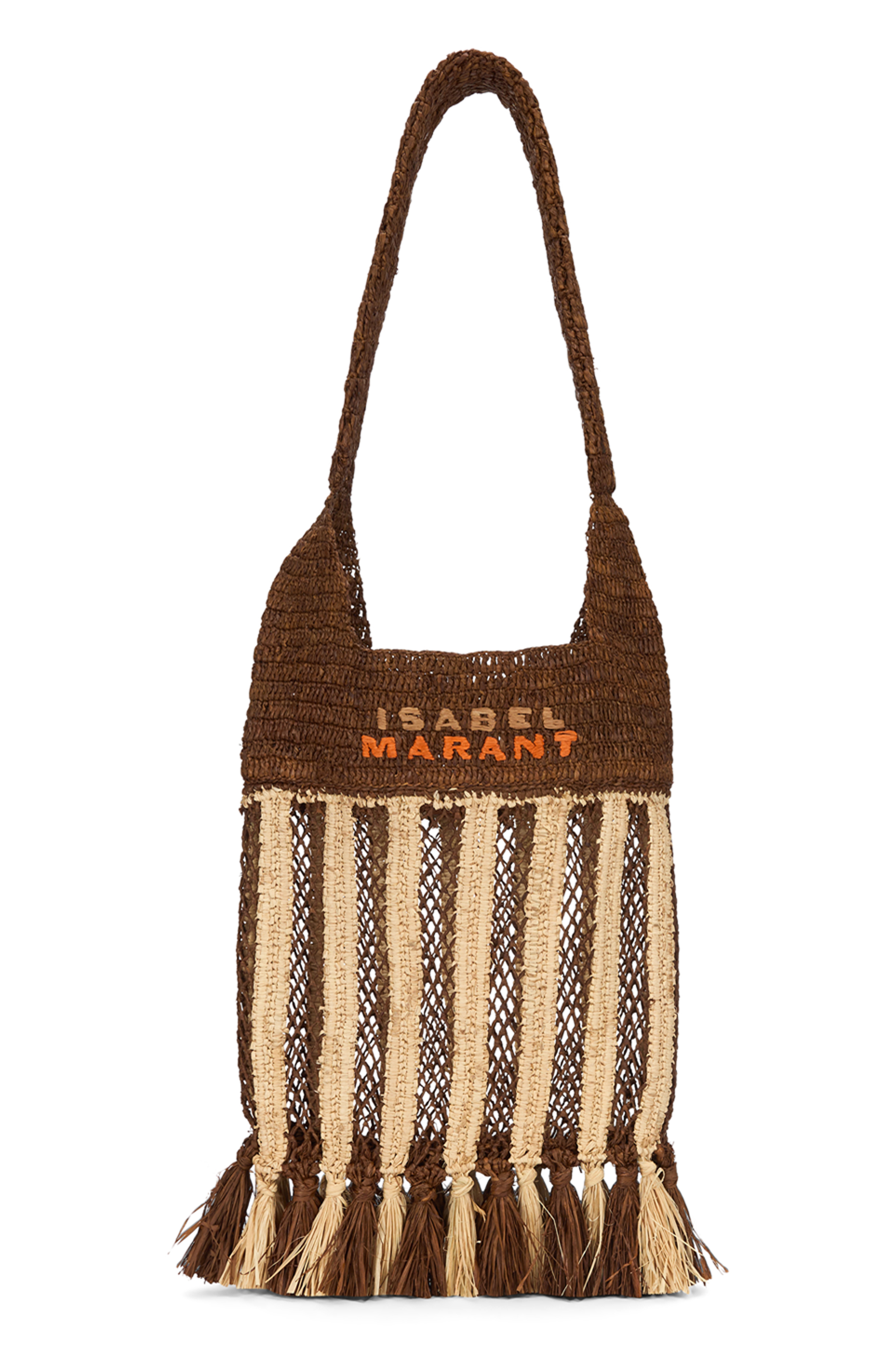 Raffia tote bag with fringes