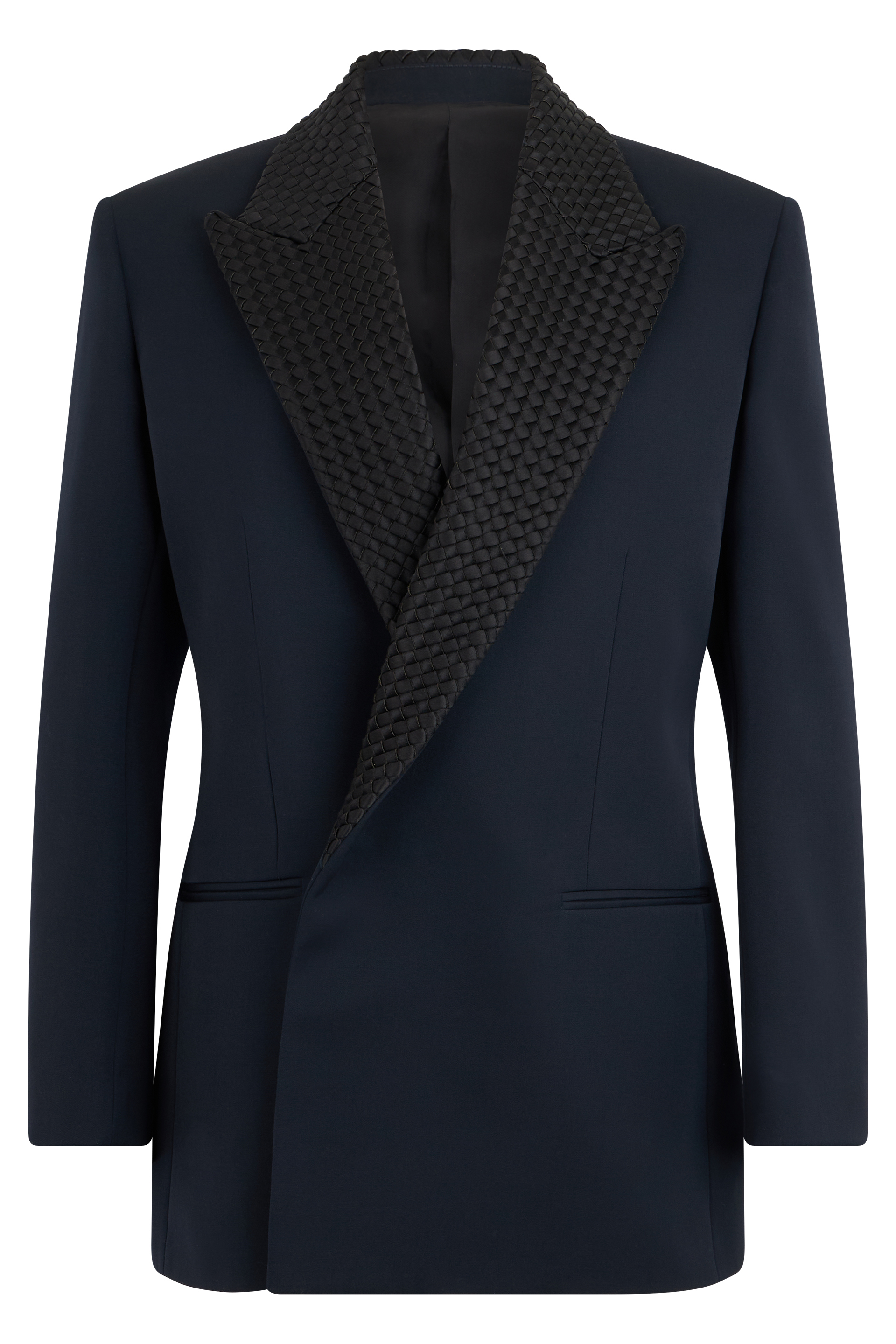 Smoking jacket with braided detail