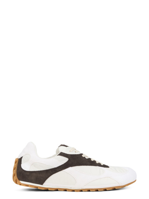 Low sneakers in fabric and leather