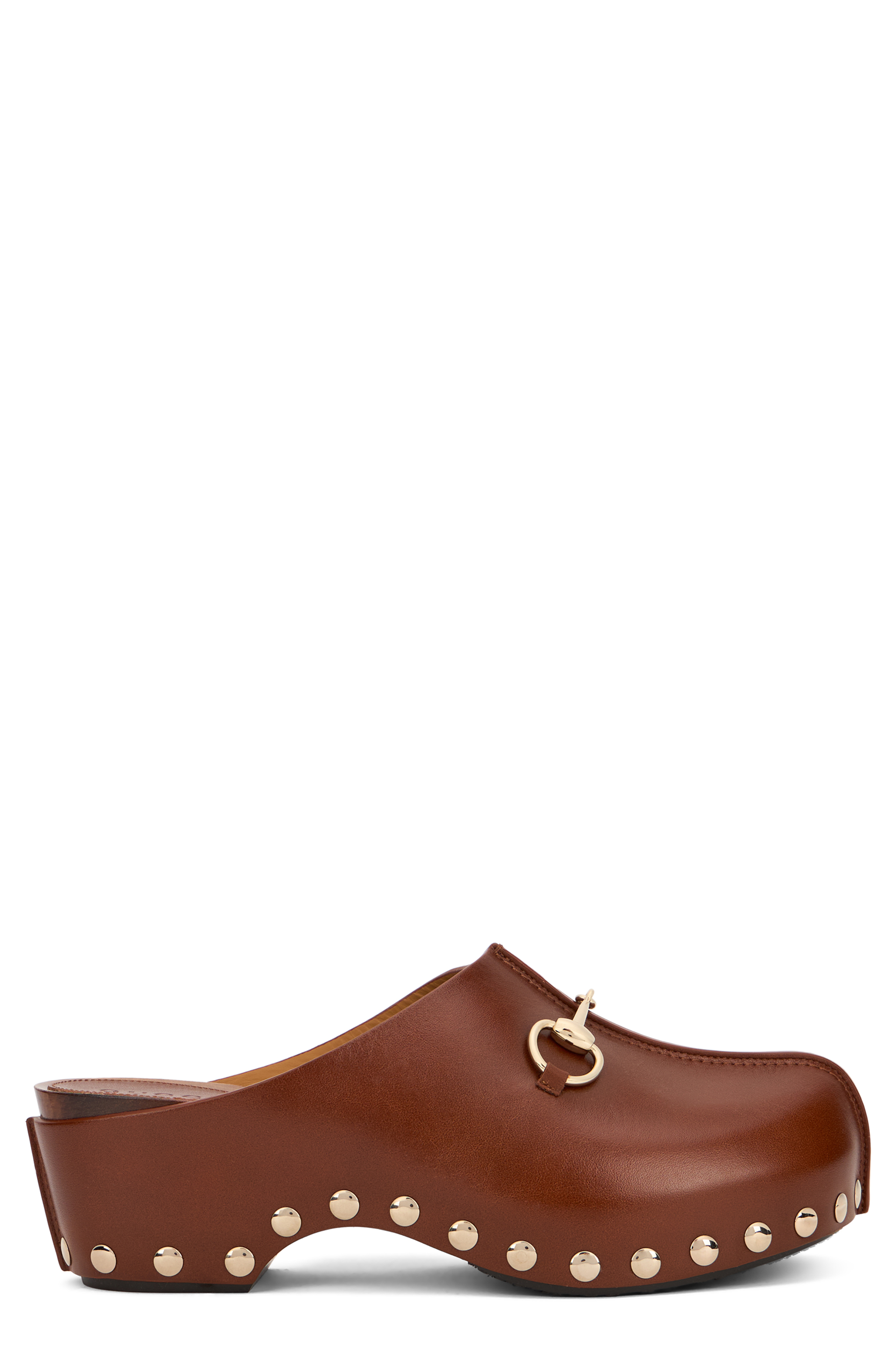 Leather clogs with buckle