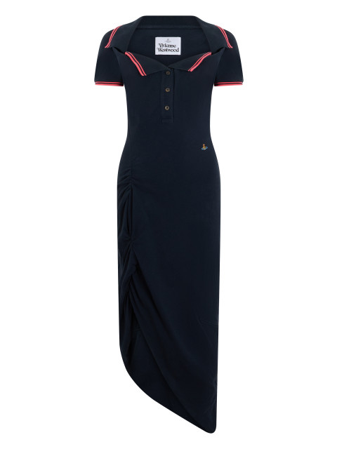 Midi dress in cotton with asymmetrical hem