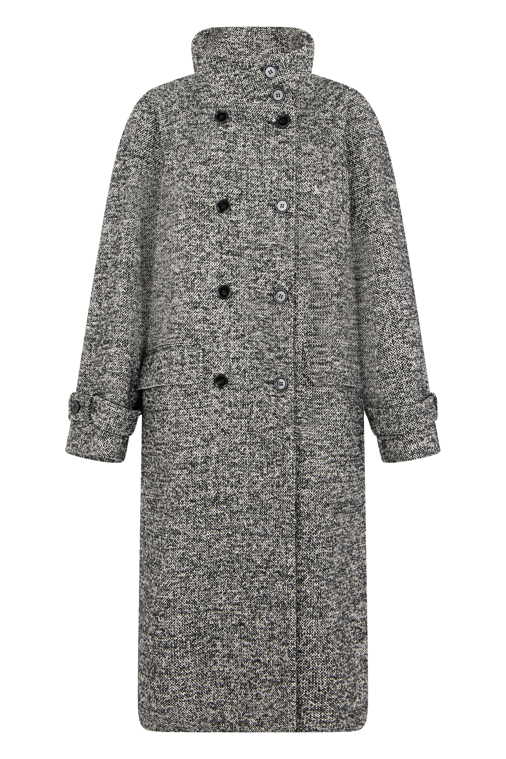 Long double-breasted coat in wool blend