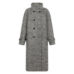 Long double-breasted coat in wool blend